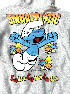 The Smurfs Hoodie Size M Pullover Sweatshirt SMURFTASTIC Mushrooms Medium NWOT